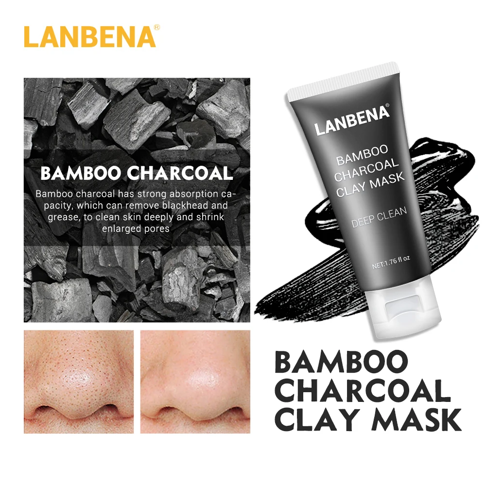 Lanbena Mung Bean Clay Face Mask+bamboo Charcoal+blueberry+rose Deep Cleaning Remove Grease Ageless Shrinks Pores Skin Care 4pcs