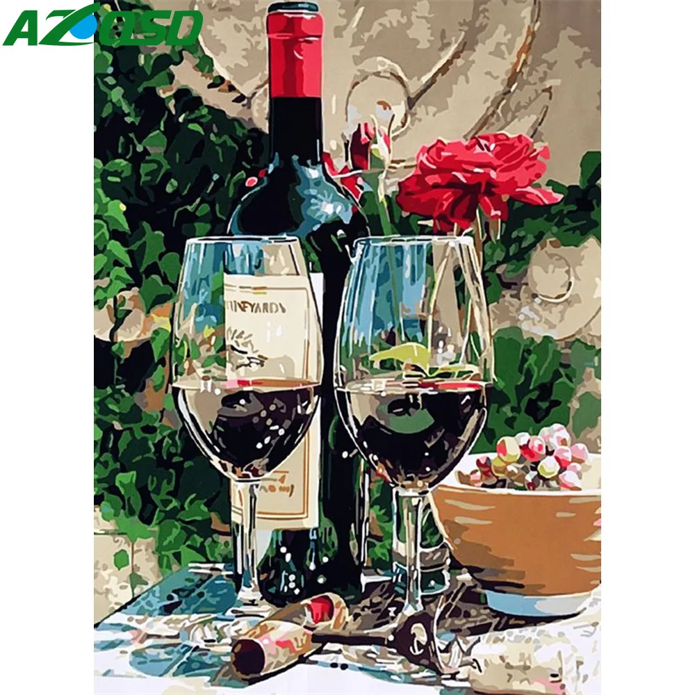 AZQSD натюрморт картина маслом по номерам цветы фотографии стола холст живопись для гостиной DIY бескаркасная настенная живопись SZGD161