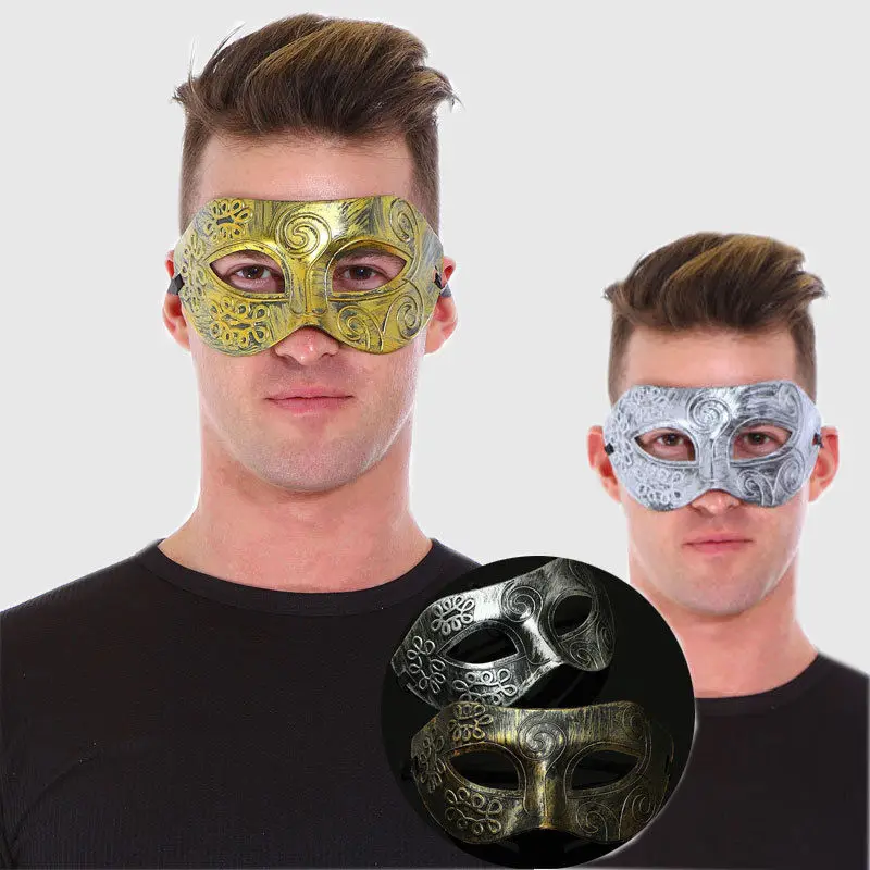 

Silver Gold Burnished Antique Venetian Mardi Gras Ancient Rome Fighters Mask Masquerade Party Ball Mask