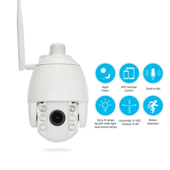 

1080P Outdoor PTZ WiFi Security Camera PTZ Wireless IP Camera Colorful Night Vision Image 2.5"Small Size Waterproof Dome Camera
