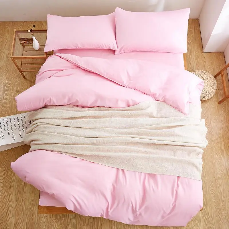 

Textile New Product Solid Color 4 Pcs Bedding Set Microfiber Bedclothes Navy Blue Bed Linens Duvet Cover Set Bed Sheet50