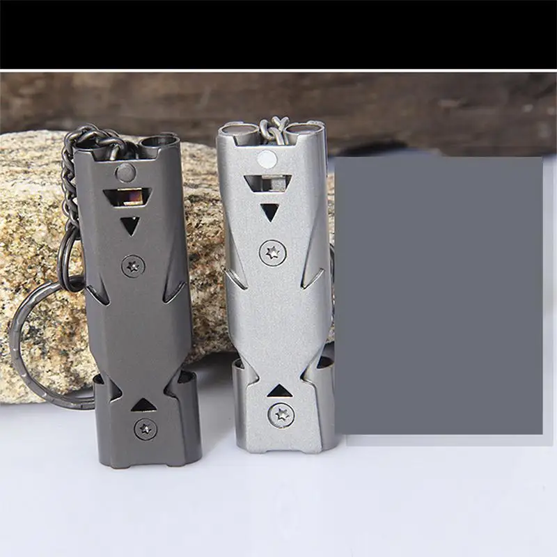 Mounchain 1 قطعة 150DB الفولاذ المقاوم للصدأ صافرة مع مفتاح سلسلة المنقذة للحياة الطوارئ SOS تشجيع في الهواء الطلق أدوات إنقاذ