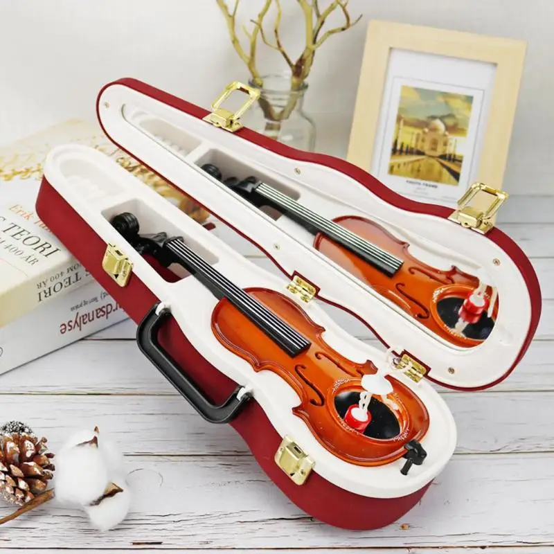 Large Violin Model Music Box Ornaments Rotate Dancing Ballerina Girl