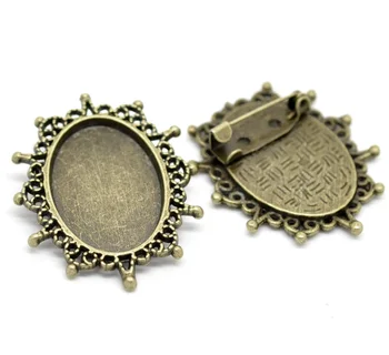 

DoreenBeads 10PCs Antique Bronze Oval Cabochon Frame Setting Brooches 3.8cmx3.2cm(Fit 25mmx18mm) (B19731) yiwu
