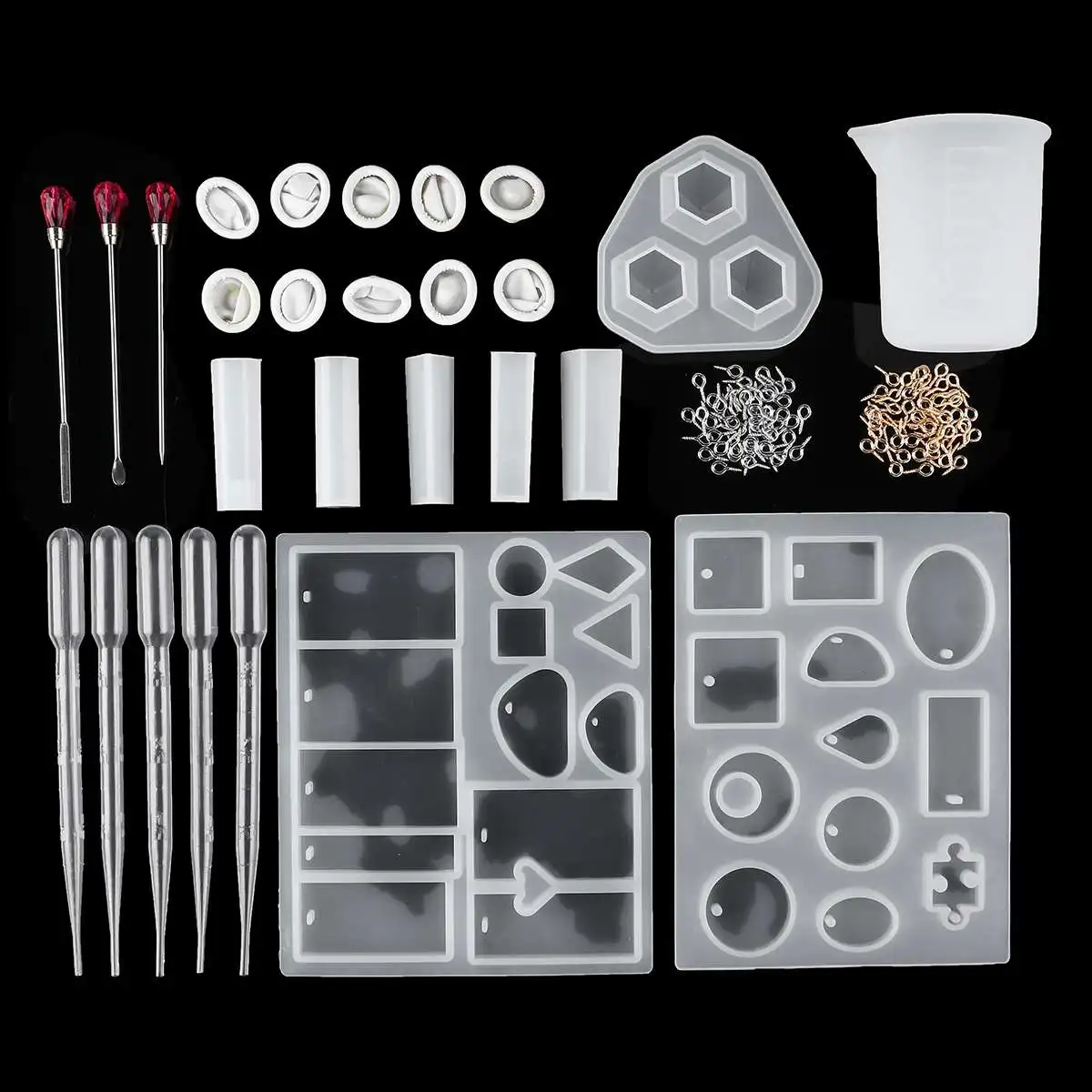 

1 Set Silicone Mold Mix Stick Dropper Clasp DIY Jewelry Making Accessories Tools Molds Geometric Epoxy Resin Combination Crafts