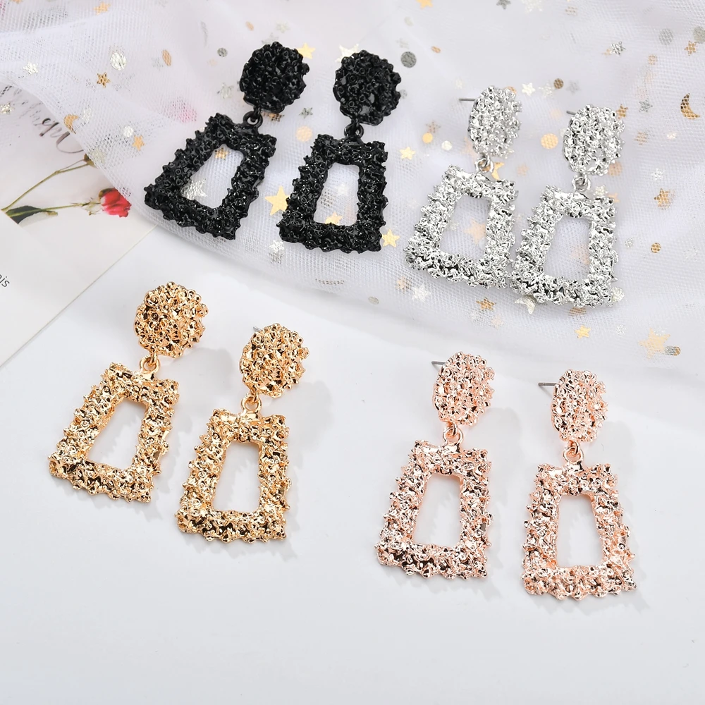 

GEREIT Big Vintage Earrings for women gold color Geometric statement earring 2019 metal earing Hanging fashion jewelry trend