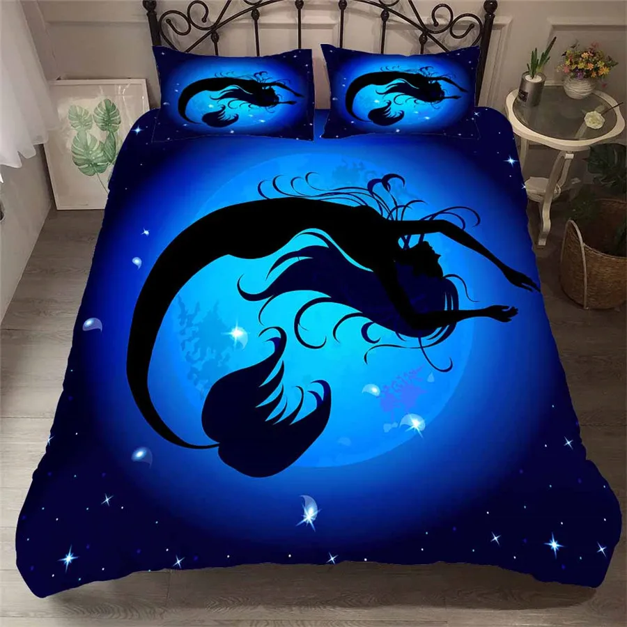 

Bedding Set 3D Printed Duvet Cover Bed Set Sea Mermaid Home Textiles for Adults Lifelike Bedclothes with Pillowcase #MRY16