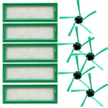 

5pcs HEPA Filter & 5pcs Side Brush For Vorwerk Kobold VR200 Vaccum Cleaner