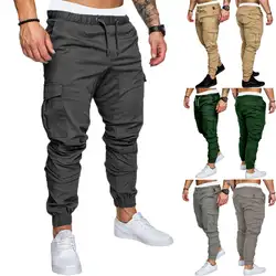 2019 г. Лидер продаж, модные Для мужчин s Skinny Fit Straight брюки Для мужчин Повседневное карандаш Jogger брюки-карго с карманами M-XXXL