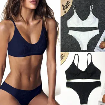 

HIRIGIN Women Bandage Push-Up Padded Bra Top Set Comfortable Solid Bathing Suit Swimwear Underwear