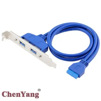 

10pcs/lot 50cm Internal 2Pin USB 3.0 Female Mount Panel to Motherboard 20pin Cable with PCI Bracket