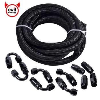 

evil energy AN4 Aluminum Alloy Oil Cooler Swivel Hose End 0 45 90 180 Degree Fuel Adaptor+AN4 Nylon Braided Fuel Line Hose 5M