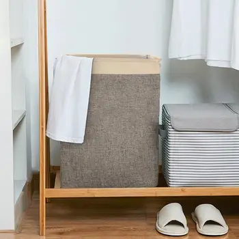 

Foldable Cotton Linen Square Hamper Storage Basket Storage Basket Glass Fiber Tube Support Cotton Rope Laundry Basket