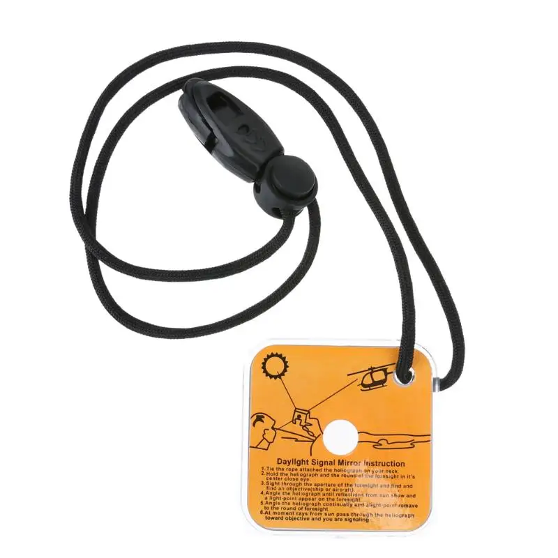 

New Multifunction Survival Emergency Rescue Signal Mirror Acrylic Heliograph with Whistle Rope Outdoor Tool 57 X 57 X 7 mm