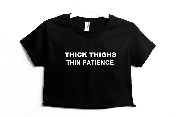 

Sugarbaby Thick thighs Thin Patience Women's Crop Shirt Short Sleeve Fashion Casual Tops Hipster Cropped T shirt dropship