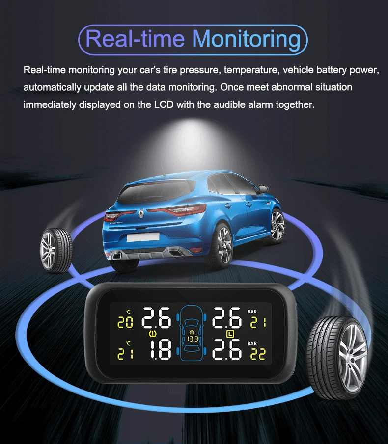 TPMS автомобильная система контроля давления в шинах 4 Внешняя/Внутренняя