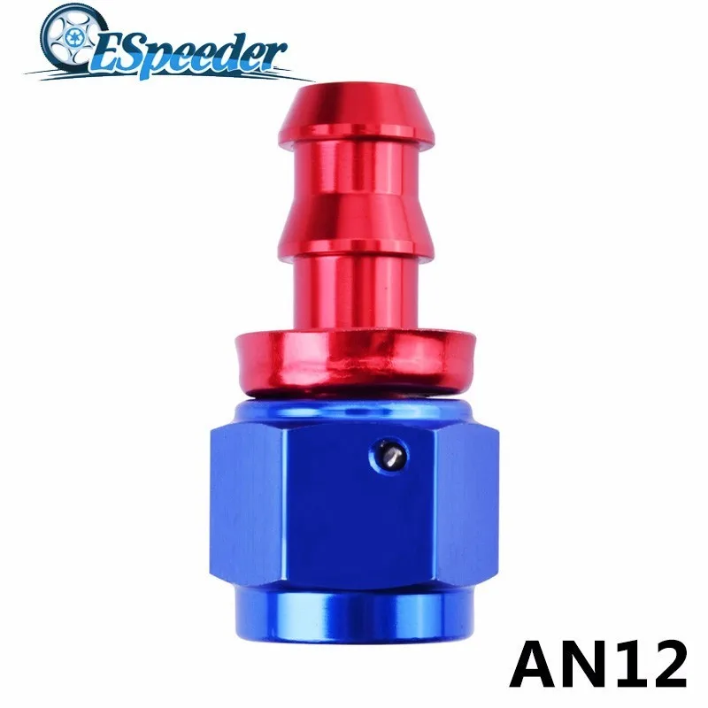 ESPEEDER AN12 Anoized Aluminum Straight Push-on Lock Oil Fuel Line Fitting Adapter 0 Degree Hose End Kit Car Accessories |