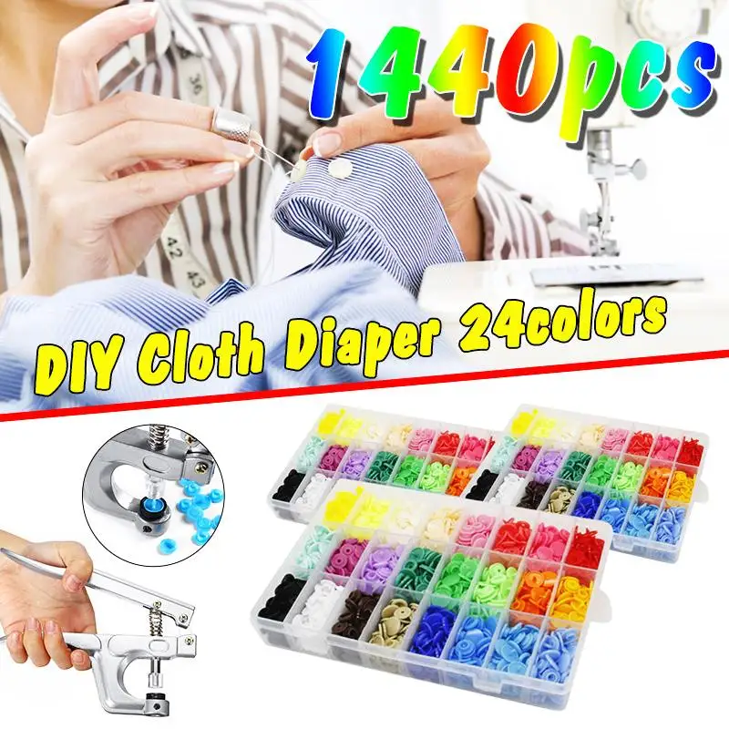 

1440pcs 24 Colours T5 12MM Round Plastic Snaps Button Fasteners Quilt Cover Sheet Button Garment For Baby Clothes Clips