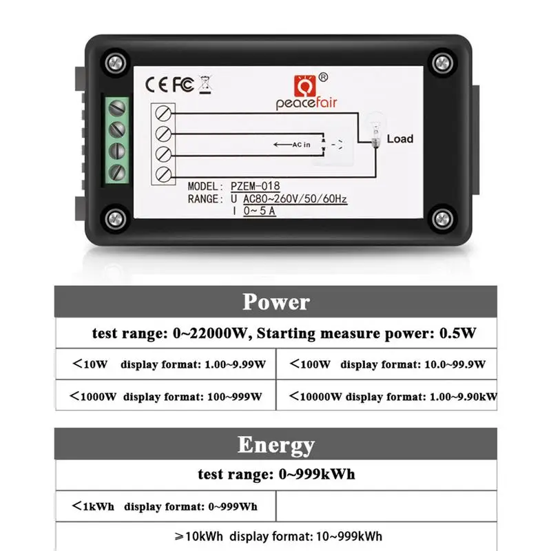 PZEM-022 AC цифровой дисплей мультиметр Мощность монитор вольтметр Амперметр ваттметр частотомер коэффициент метр Цифровой мультиметр