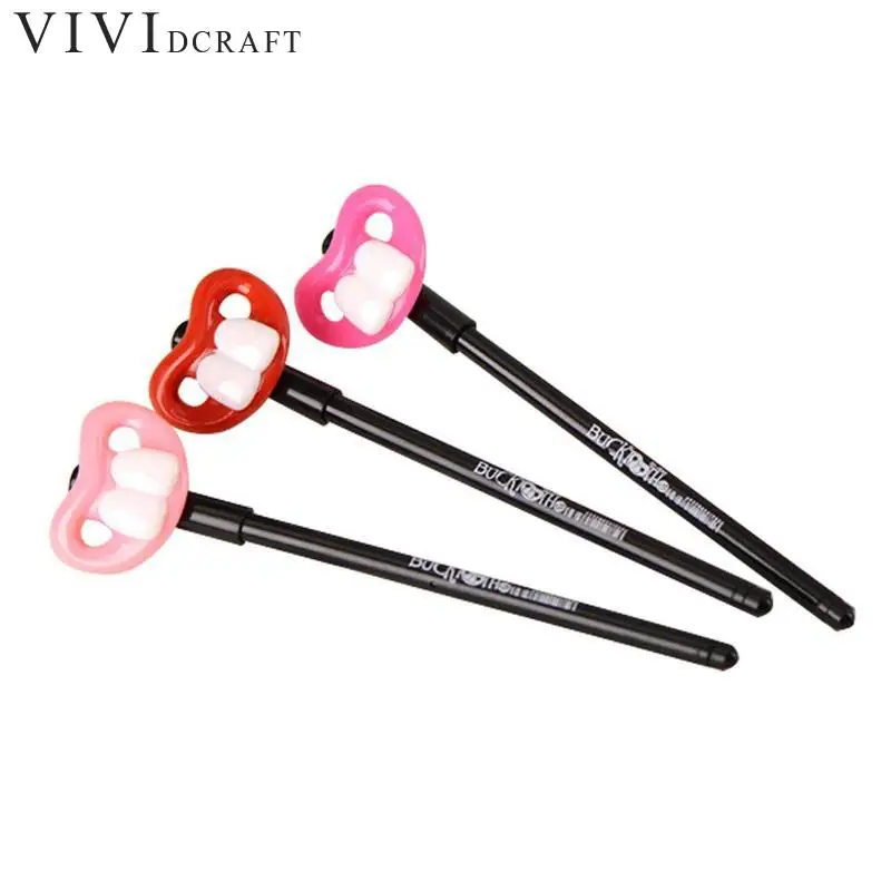 

0.5mm Color Random Black Ink Gel Pen Tooth Shape School Supplies Cute Kawaii Gel Pens For Student Writing Stationery