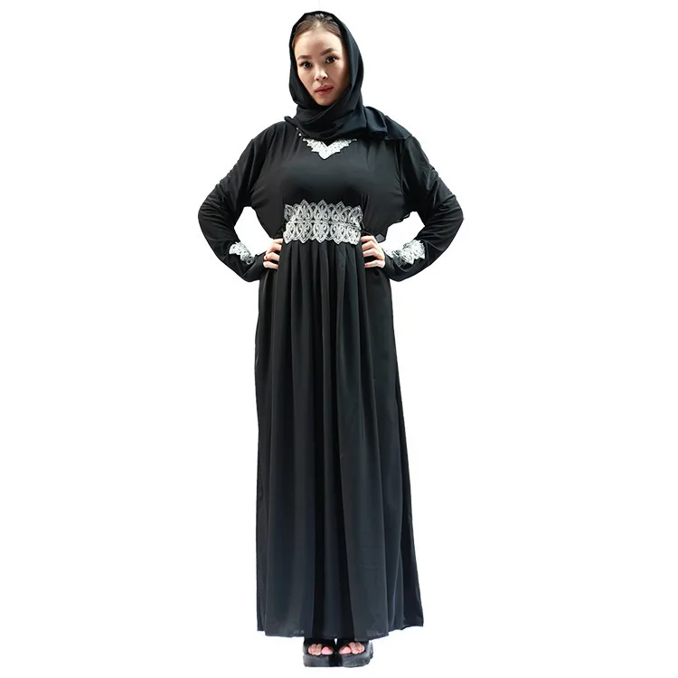 

Muslim Women Long Sleeve Dress Fashion Lace Embroidery Maxi Abaya Dresses Islamic Women Dress Clothing Robe