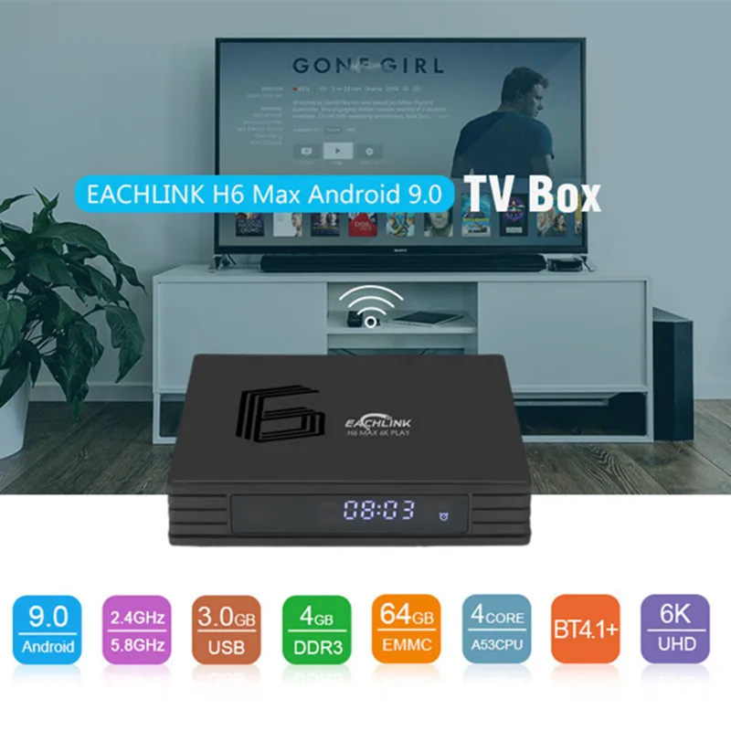 EACHLINK H6 Max Android 9 0 Смарт ТВ приставка Allwinner 4 Гб ОЗУ 64 ПЗУ 5 8 WiFi 100 Мбит/с USB3.0 BT4.1