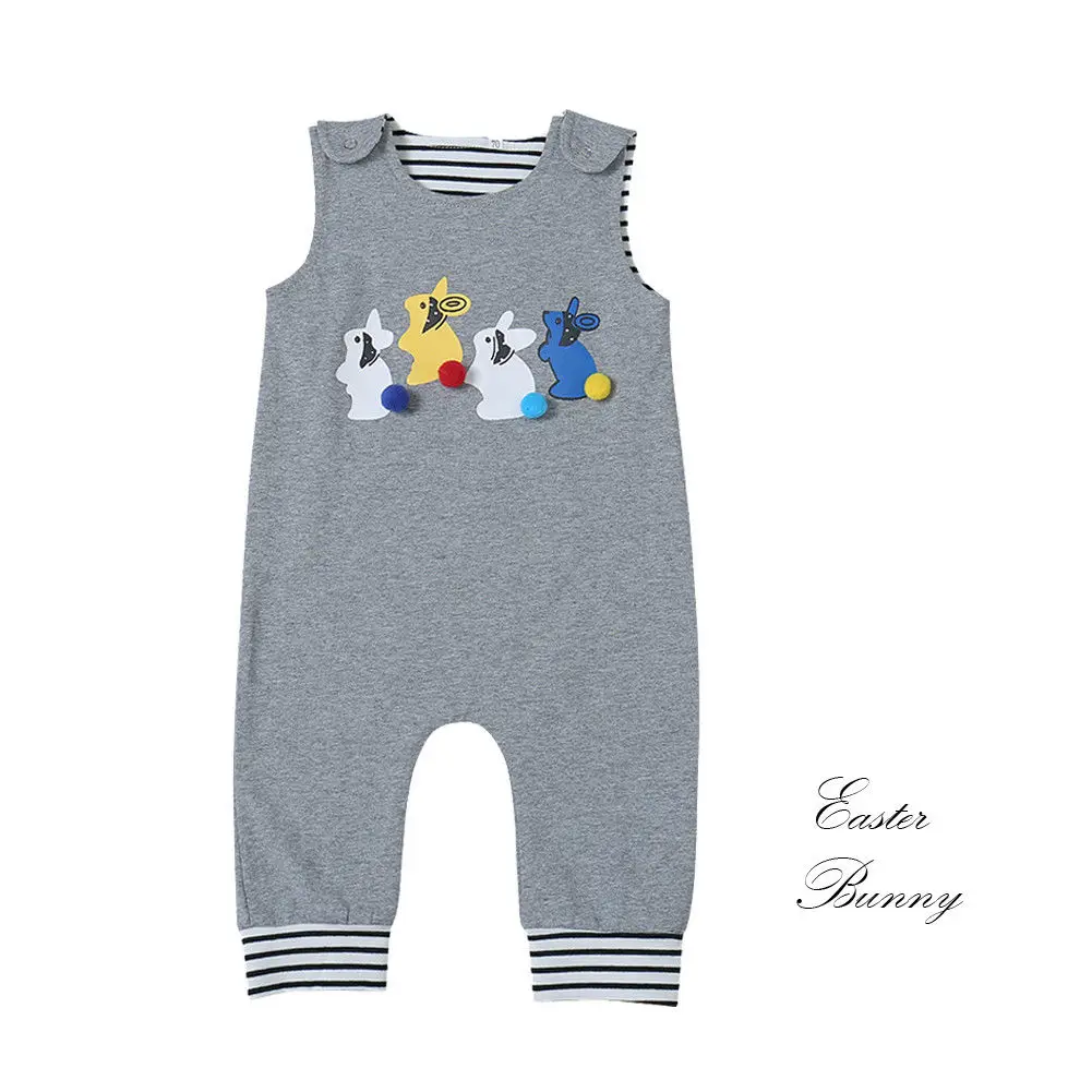 Easter Newborn Baby Boy Girl Sleeveless Cute Rabbit Cotton Romper Jumpsuit Playsuit Outfits Baby Clothes