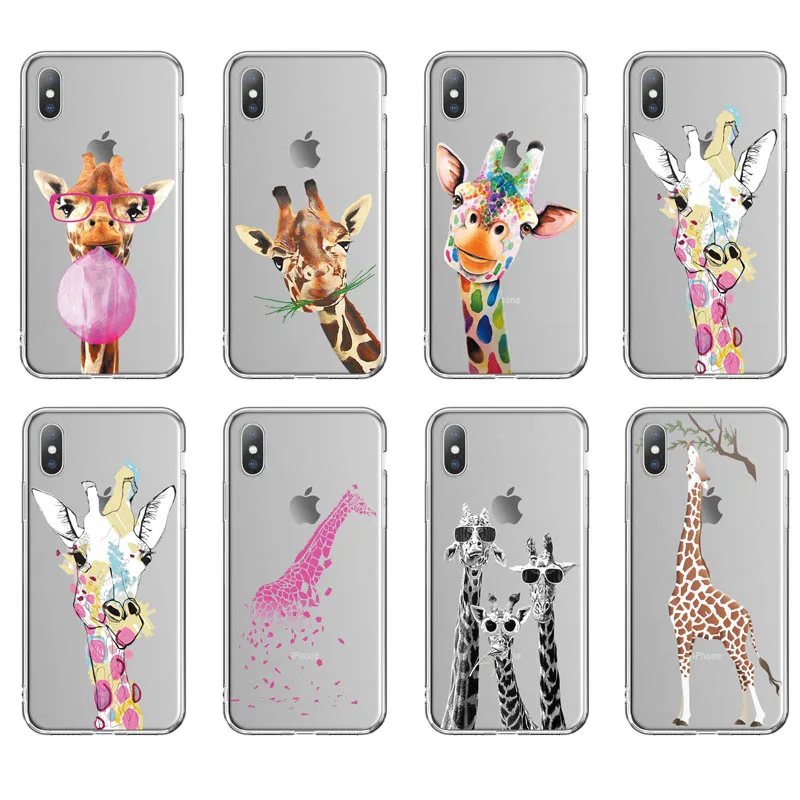 

Ottwn Transparent Multicolored Giraffe Phone Cover Phone Case For iPhone 6 6s 7 8 Plus X Soft TPU For iPhone XR XS Max 5 5s SE