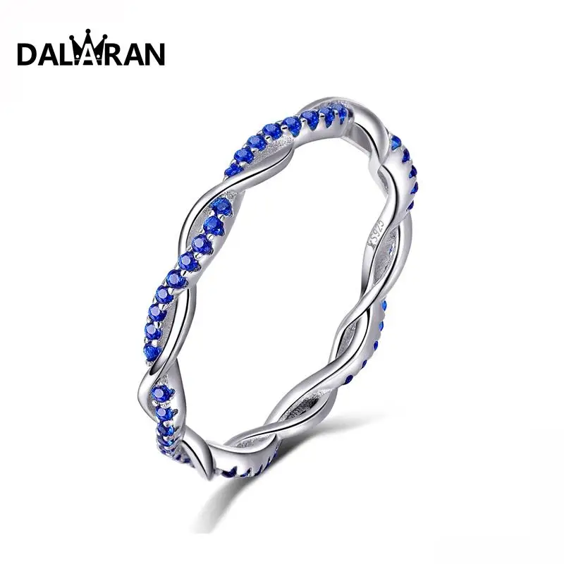 DALARAN 925 стерлингового серебра молодежный шарм личность синий объемный яркий глаз свет женский соответствующие матч кольцо