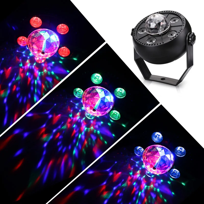 

6 Led 2 In 1 Stage Magic Light Auto Sound Active Rgb Rotating Magic Disco Ball Multiple Color Light Effect For Ktv Party Club Dj