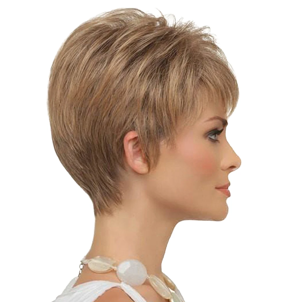 8 inch Short Straight Wigs Human Hair Pixie Cut Chic Wig for Women w/ Bangs Brown 8 inch Short Straight Wigs Human Hair Pixie Cut Chic Wig for Women w/ Bangs Brown