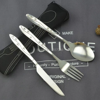 

3Pcs =1 set Stainless Steel Forks Cutlery Set Portability Kitchen Food Tool Restaurant Tableware Environment Friendly Fork Knife