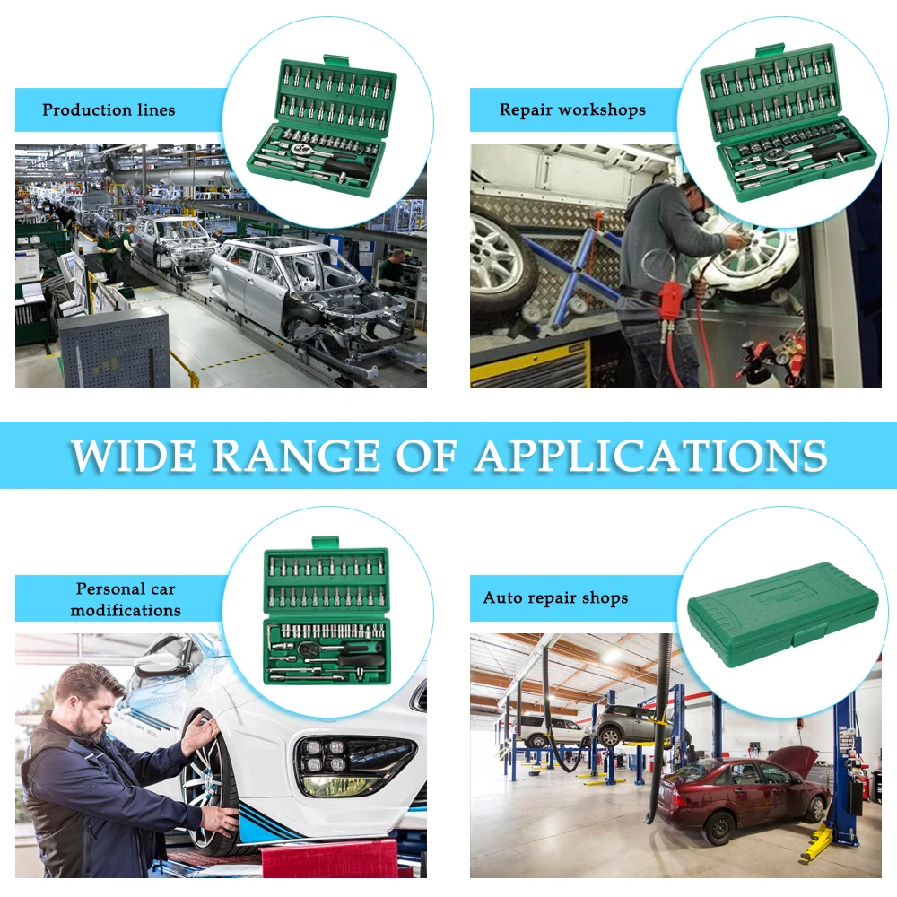 46 шт. Многофункциональный Профессиональный ремонт автомобилей Toolbox Сталь торцевой ключ набор инструментов автомобильной и мотоциклов инструменты