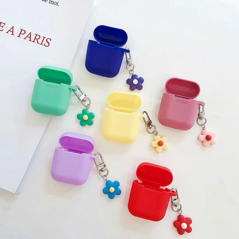 

Flower Pendant Soft Silicone Earphone Case for apple airpods Charging Box Bluetooth Wireless Earphone Case Protective Cover Bag