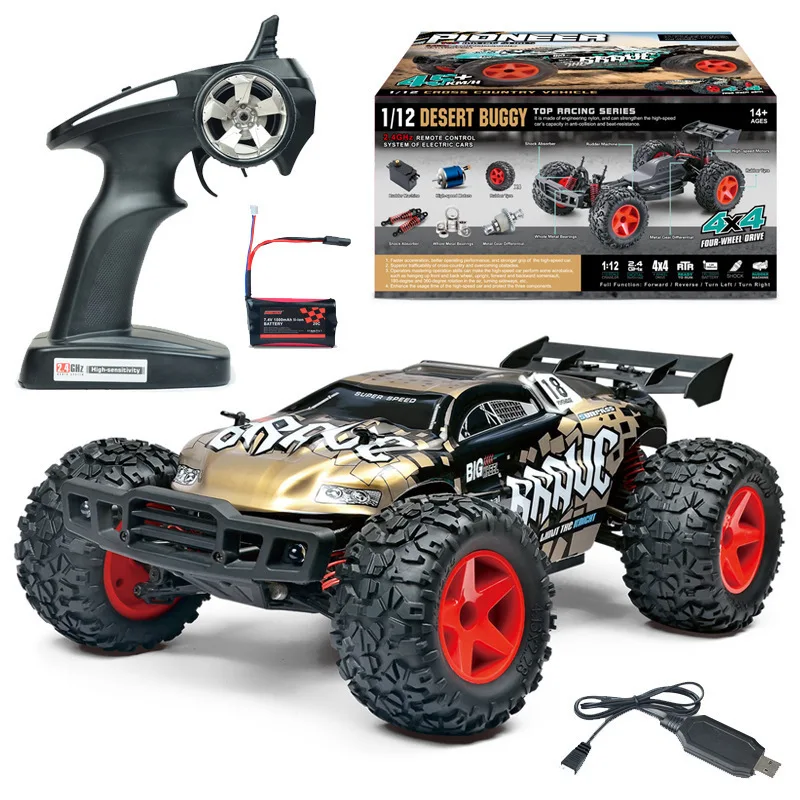 Newest Boy adult toy BG1518 1:12 Scale 40-50KM/H Four-Wheel Drive WATERPROOF RC Racing Truggy High Speed Rc drift Car vs 94123