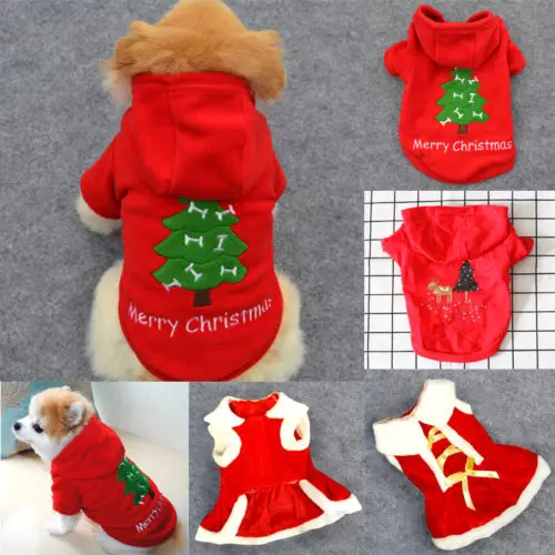 

AU New Pet Christmas Outfits Warm Furry Puppy Clothes Xmas Costume for Dogs Cats