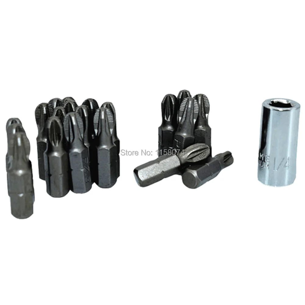 

20pcs 25mm PH2/PZ1/PZ2/PZ3 Phillips Pozi Pozidrive Screwdriver Bit with Bits Adaptor 1/4" Square to 1/4" Hex Socket Bit Holder