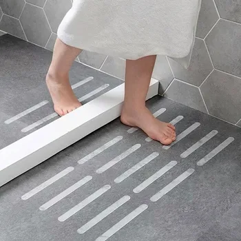 

10pcs Self Adhesive Bathroom Shower Anti Slip Grip Stickers Strong Waterproof Glue Strips Kitchen Flooring Safety Tape Pad