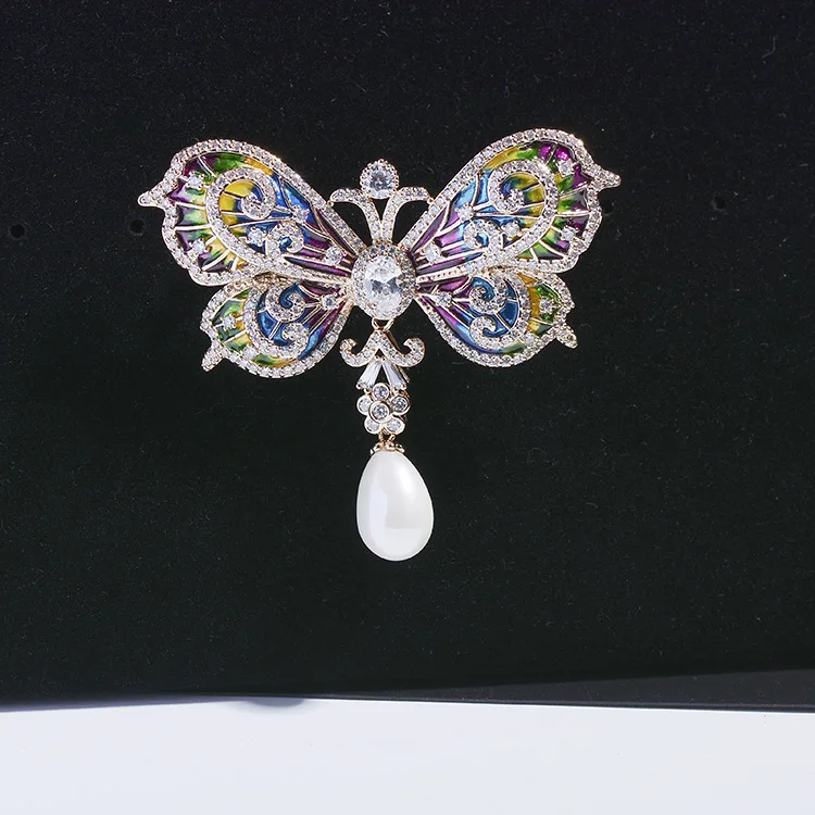 

Luxury Cubic Zircon CZ Drop Oil Butterfly Brooch Pin Women Scarves Dress Bag Hat Jewelry Accessory XR01346