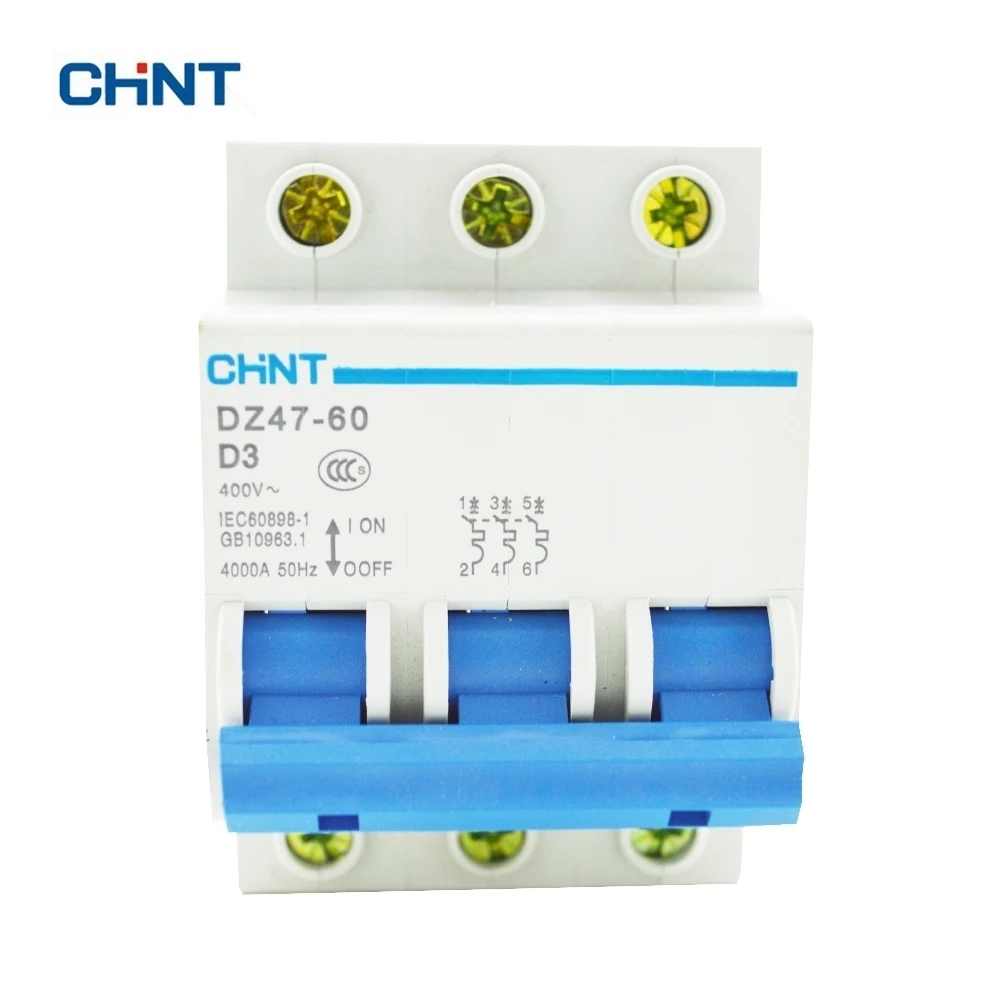 

CHINT Miniature Circuit Breakers Mcb DZ47-60 3P D3 3A Household Air Switch For Distribution Control And Lighting