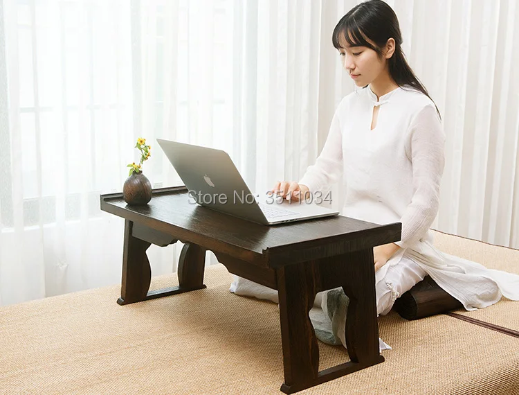 Asian Antique Furniture 68x34x29cm Japanese Floor Table Folding Leg Rectangle Living Room Wooden Laptop Coffee Table Folding