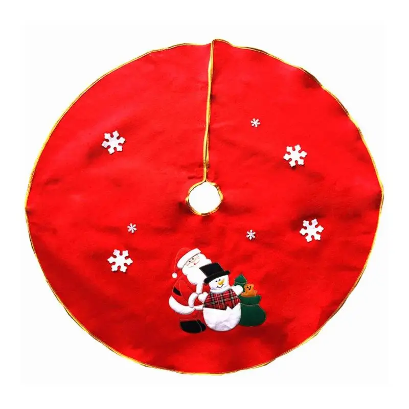 

90cm Embroidered Christmas Tree Skirt Apron Santa Claus Snowman Xmas Ornament Xmas Tree Decor Home Party Xmas Supplies