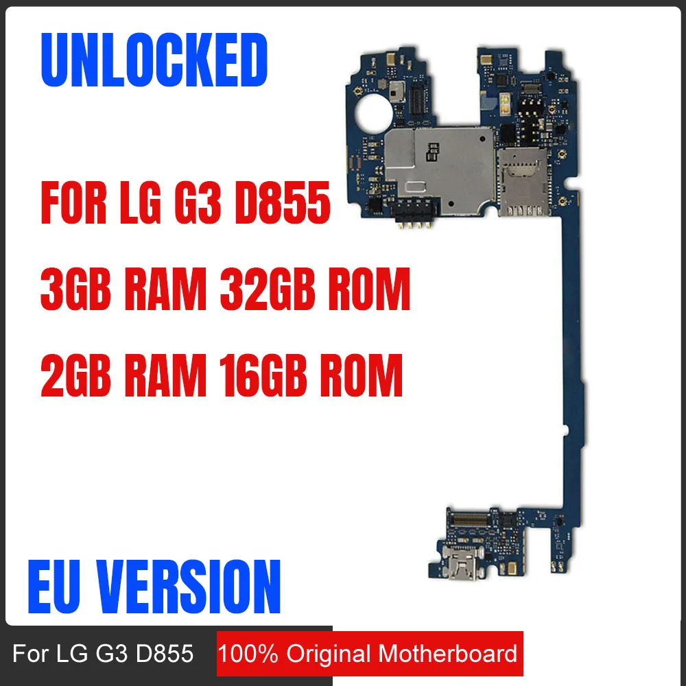 

Factory Unlocked Main board for LG G3 Motherboard D855 with Android System,100% Original for LG G3 D855 MB Plate,Free Shipping