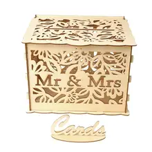 Новая деревянная коробка свадебные принадлежности DIY пара олень птица цветочный узор сетка визитная карточка деревянная коробка