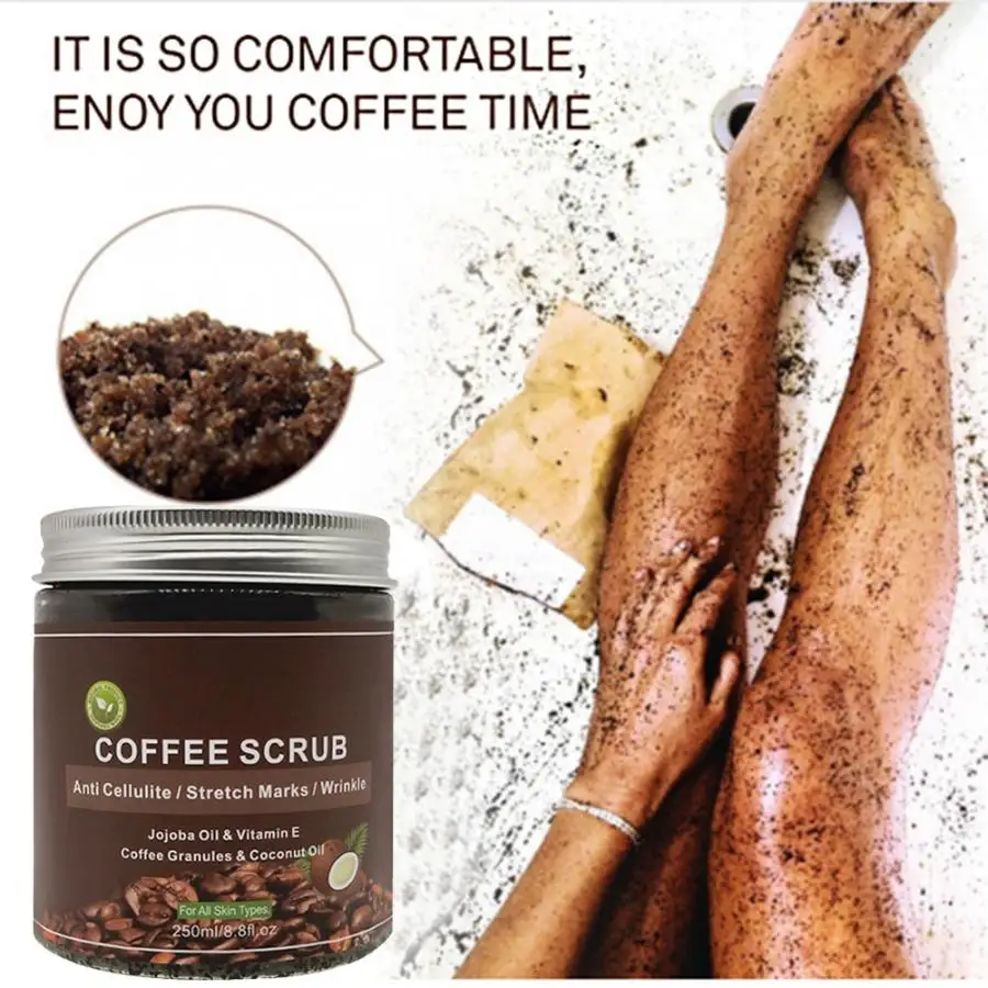 

250ml Coffee Exfoliating Scrub Body Facial Scrub Cream Face Dark Circles Acne Removal Deep Cleaning Whitening Moisture Body Care