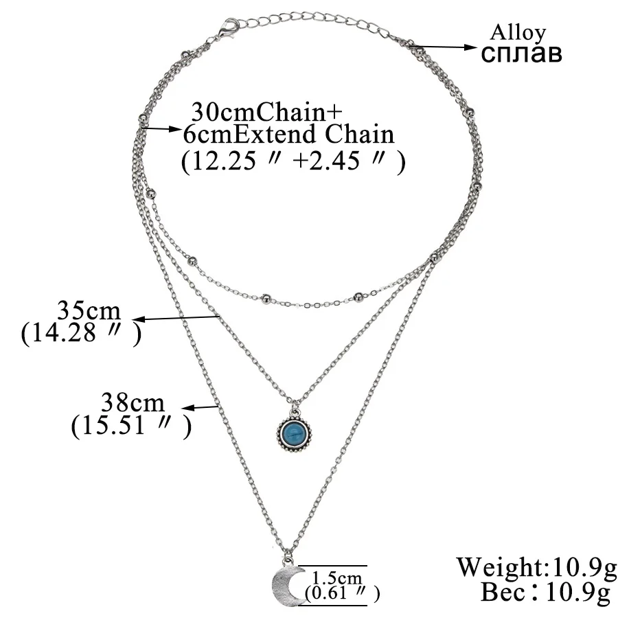 UAM богемное многослойное ожерелье-чокер с цепочкой металлическая Луна и медальон в форме солнца ожерелье для женщин дамы новые пляжные ювелирные изделия