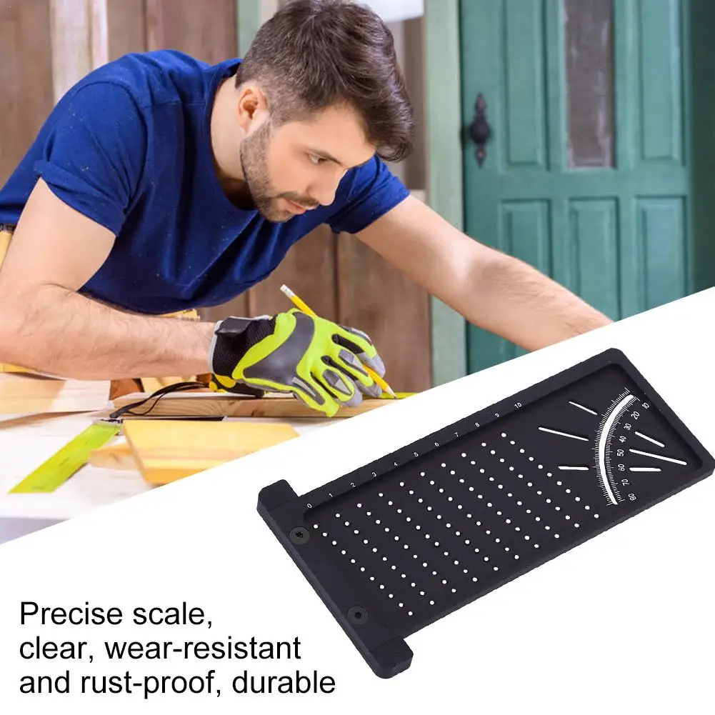

Aluminum Alloy Measurement Tool Cross-calibration Ruler Precision Woodworking Scribe Angle Scriber Alloy Hole Positioning Ruler