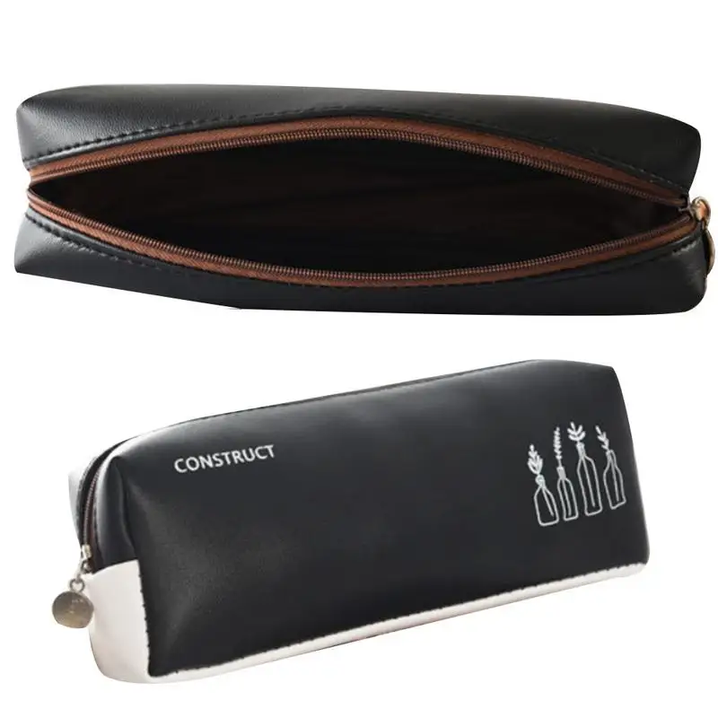 

Fashionable Pencil Bag Small Black White Stitching Pencil Case Zipper Design Durable 2 Color Fast Ship