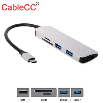 

Xiwai USB 3.1 Type-C USB-C to HDMI & Dual Ports 3.0 Hub & SD TF Card Reader for PC Laptop & Macbook