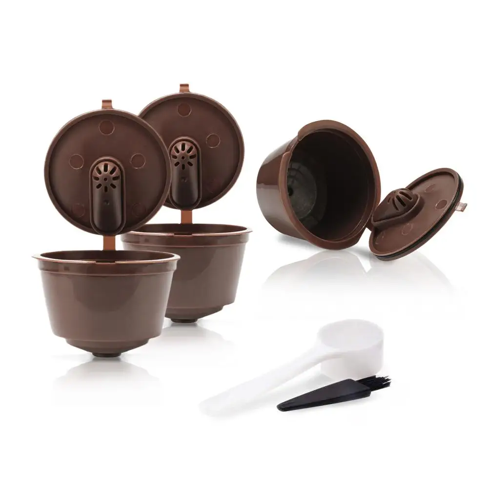 

3rd Generation Dolce Gusto Coffee Capsules Filter Cup BPA Free Refillable Capsule Compatible Filter Cups with 1 Spoon 1 Brush